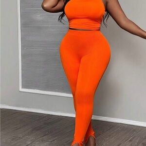 Orange Women's Two Piece Set